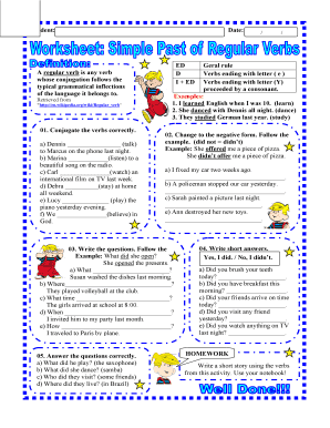 English Regular Verb Conjugation Exercise