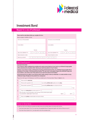 Investment Bond Withdrawal Form