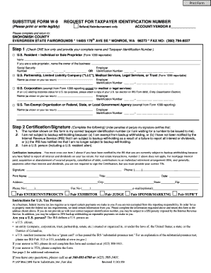Substitute Form W-9 for Snohomish County