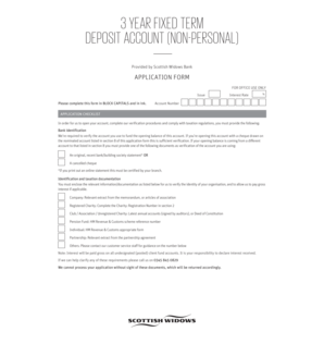 Scottish Widows Bank Deposit Account Application