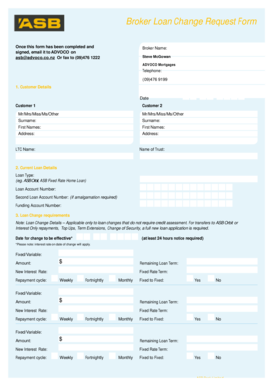 Broker Loan Change Request Form