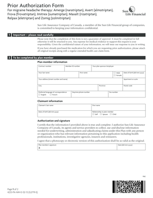 Prior Authorization Form for Migraine Medication
