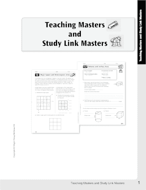 Math Study Link Worksheets