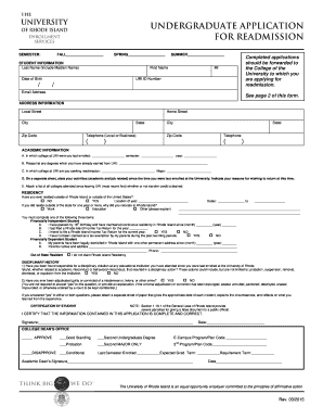 Undergraduate Application for Readmission