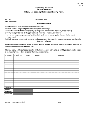 Interview Scoring Rubric and Rating Form