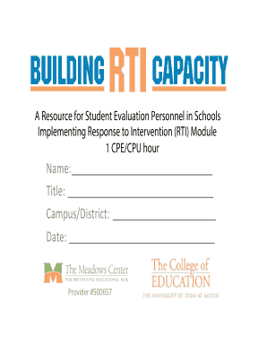 RTI Student Evaluation Form