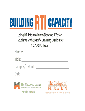 IEP Development Form for Learning Disabilities