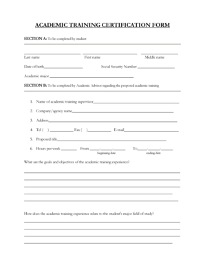 Academic Training Certification Form