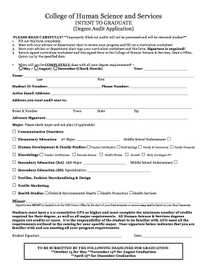 Intent to Graduate Form