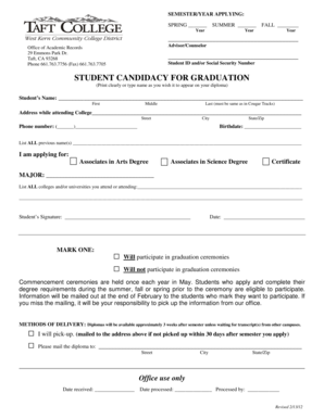 Student Candidacy for Graduation Application