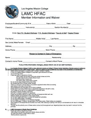 Los Angeles Mission College Fitness Waiver