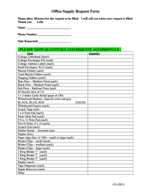 Office Supply Request Form