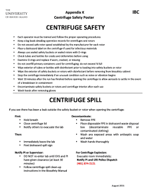 Centrifuge Safety Poster CENTRIFUGE SAFETY