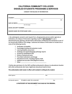 California Disabled Students Consent Form