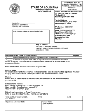 Assessment template word - STATE OF LOUISIANA RESPONSES WILL BE PUBLICLY OPENED AT THE PHYSICAL ADDRESS BELOW 01/20/2016 10:00 AM CST Office of State Procurement INVITATION TO BID SUBMIT NONELECTRONIC RESPONSE TO : Office of State Procurement P