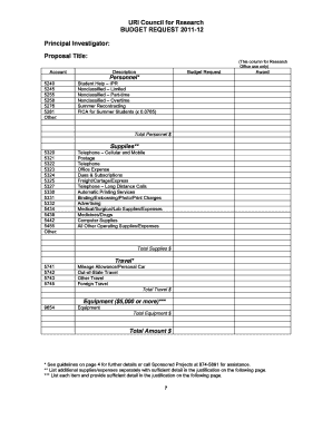 Research Proposal Development Budget