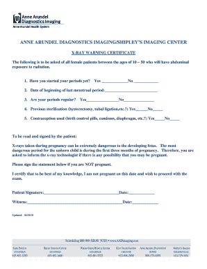 X-Ray Warning Certificate