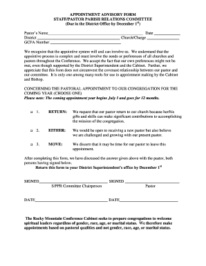 Appointment Advisory Form