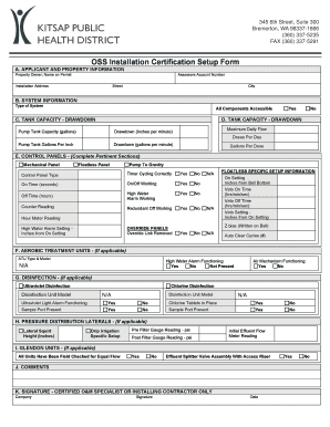 OSS Installation Certification Setup Form