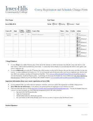 Course Registration and Schedule Change Form