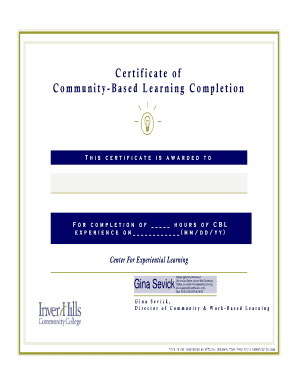 Certificate of Community-Based Learning Completion