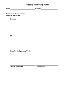 Weekly Planning Form