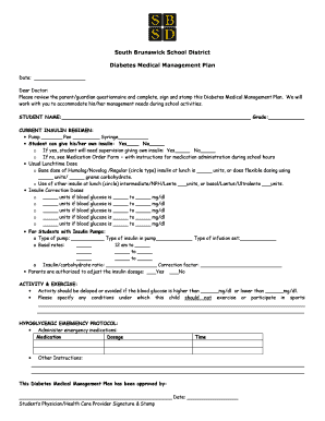 Diabetes Medical Management Plan