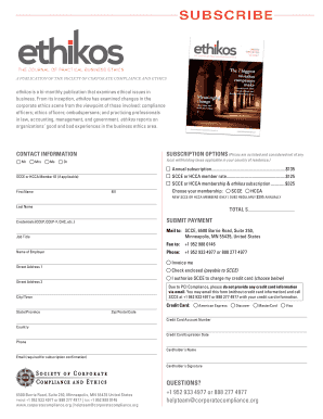 Ethikos Subscription Form
