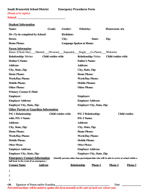 Emergency Procedures Form