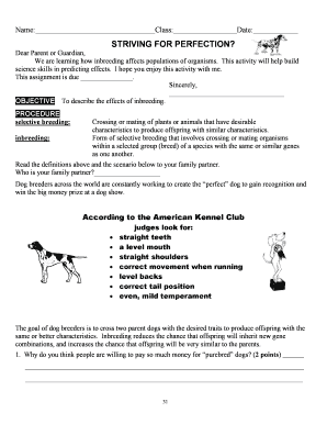 Science Homework Assignment on Inbreeding