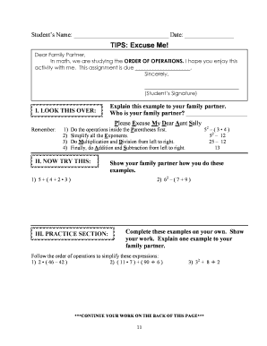 Order of Operations Math Homework