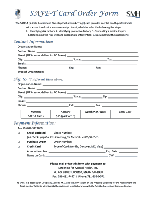 SAFE-T Card Order Form