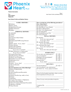 New Patient Profile and Medical History Form
