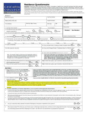 Washington Residence Questionnaire
