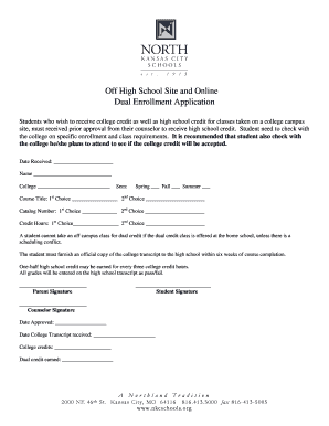 High School Dual Enrollment Application