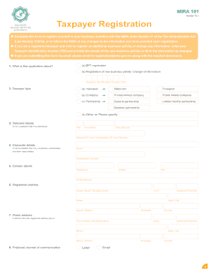 MIRA Taxpayer Registration Form