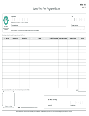 Maldives Work Visa Fee Payment Form
