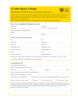 St John Bosco College supplementary application form - wandsworth gov