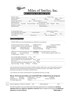 Miles of Smiles Dental Consent Form