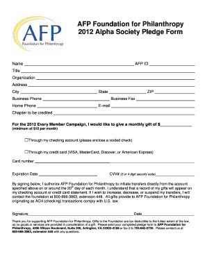 2012 Alpha Society Pledge Form
