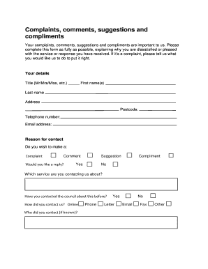 Complaints and Feedback Form