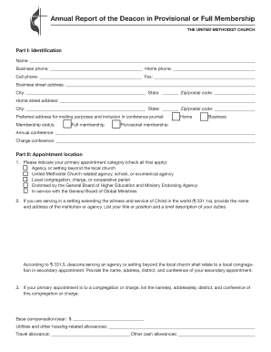 Annual Report of the Deacon in Provisional or Full Membership