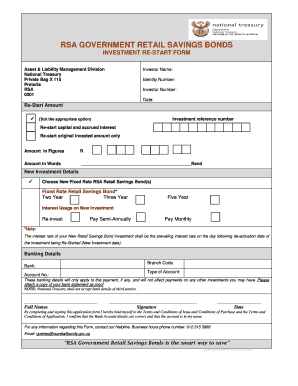 RSA Government Retail Savings Bonds Investment Re-Start Form