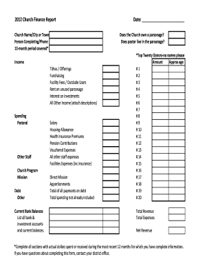 Church Finance Report Form