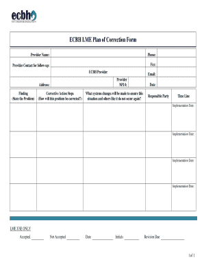ECBH LME Plan of Correction Form
