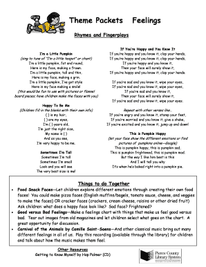 Feelings Rhymes and Fingerplays