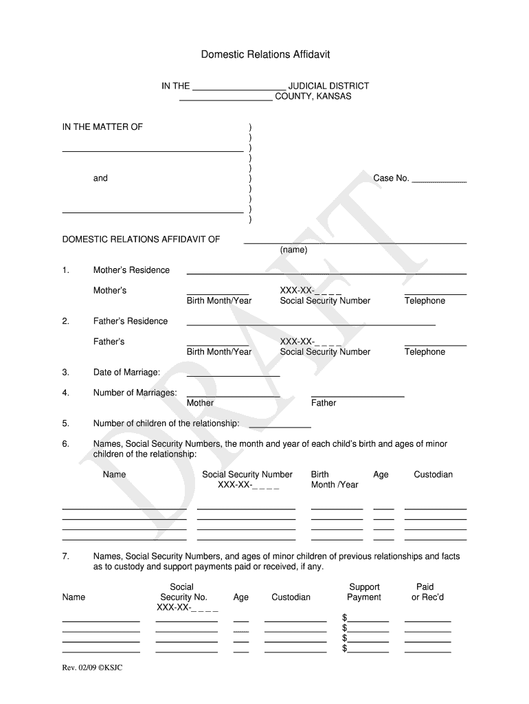Fillable Online Domestic Relations Affidavit Fax Email