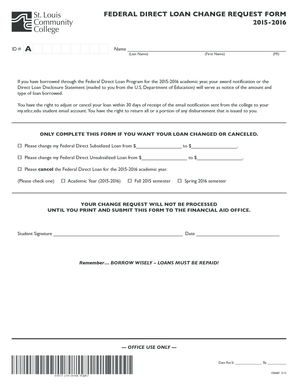 Federal Direct Loan Change Request Form