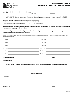 Transcript Evaluation Request Form