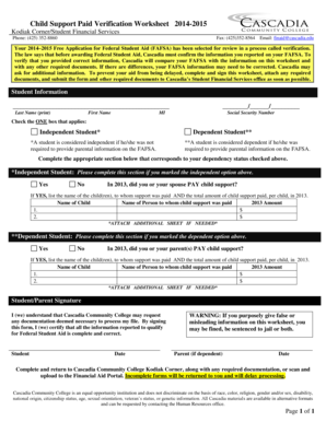 Child Support Paid Verification Worksheet